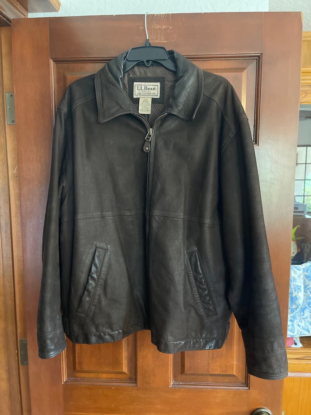 Vintage 90s L.L. Bean Brown Leather Jacket Bomber Gorpcore workwear heritage